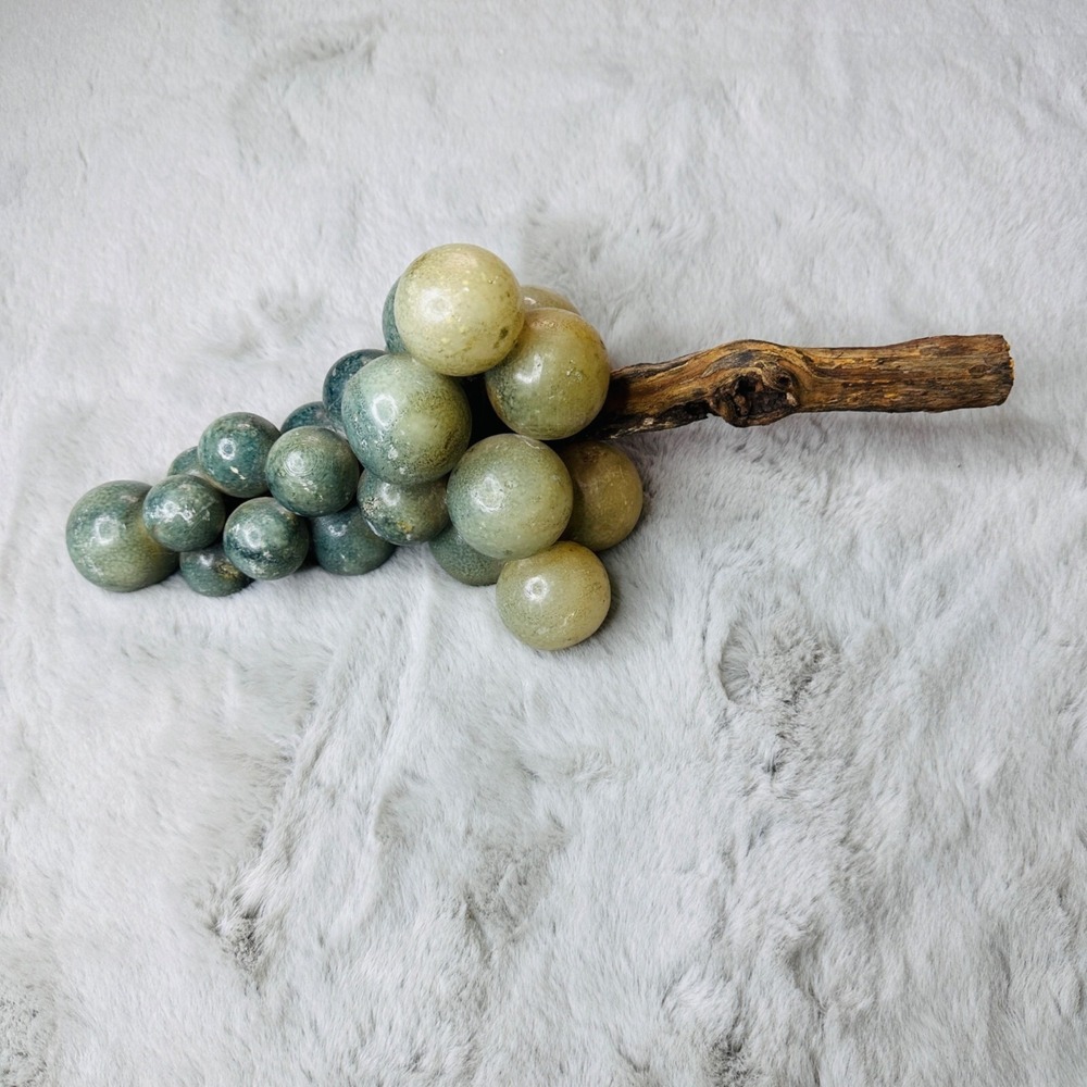 Vintage MCM Grapes Italian Marble Alabaster Stone Marble Blue Green‎ Decor